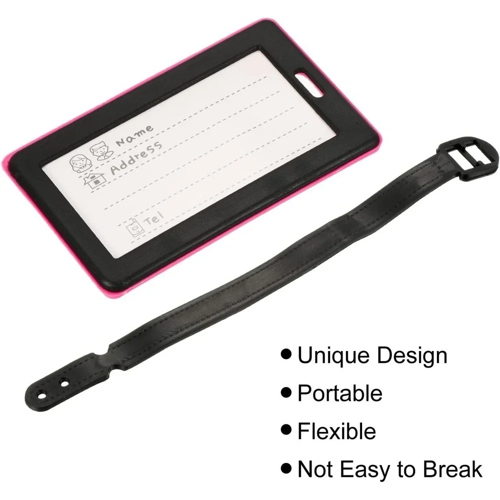 2 Pack PVC Luggage Tag Identifier Label Not Your Bag Pattern Pink